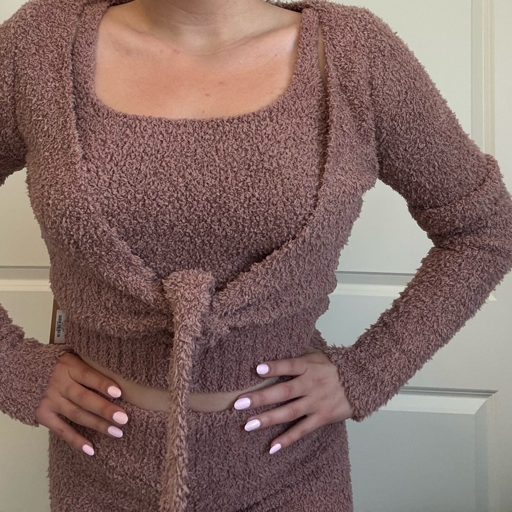 SKIMS Mauve Textured Knit Sweater